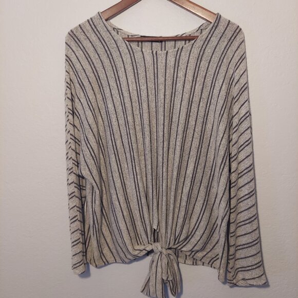 Women's Final Touch Striped Long Sleeve Crewneck Shirt Size S - Picture 1 of 5